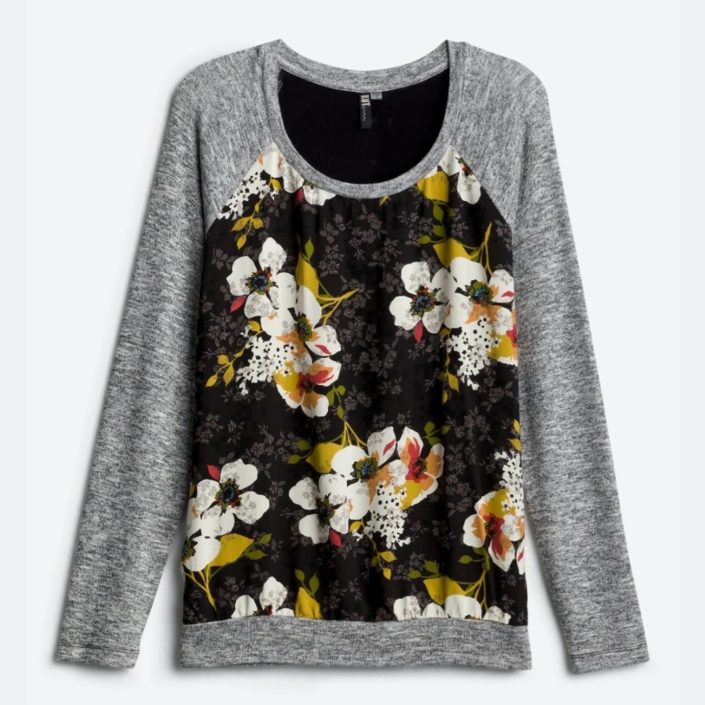 Kut from the Kloth Gray and Black Floral Top
